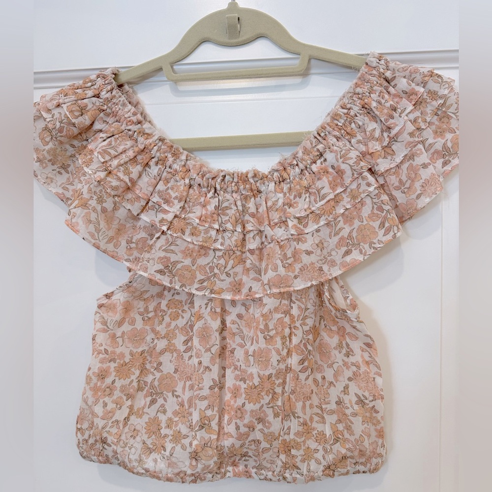 NEW Loveshackfancy Dorin off shoulder floral crop top - Picture 6 of 11